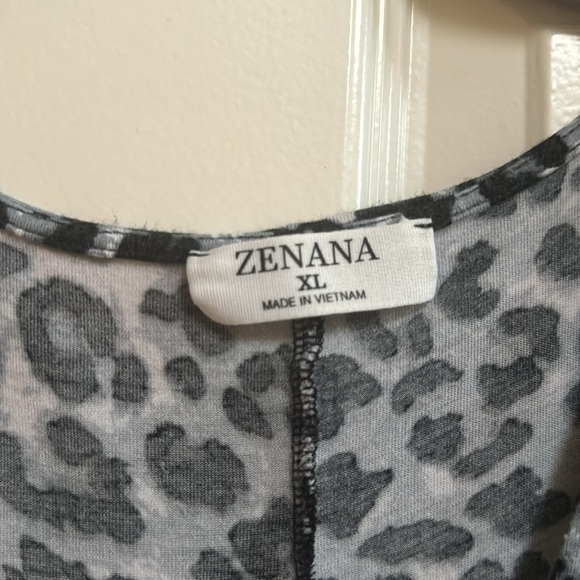 Zenana Grey Leopard Print Sleeveless Loose Fit Long Length Tank Women's Size XL - Picture 5 of 6